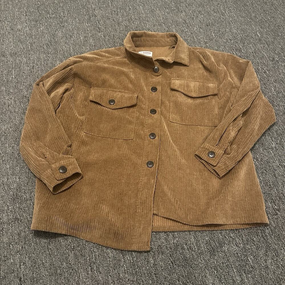 Ci Sono Woman Outerwear Shirt long sleeves Cognac Brown Size Large